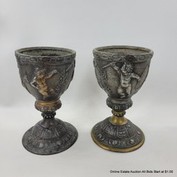 2 Antique Cherub Chalices