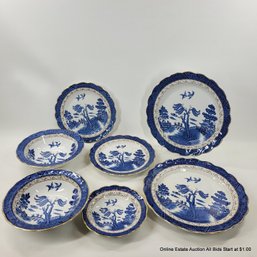 7 Pieces Of Booths Real Old Willow Pattern Dish Set