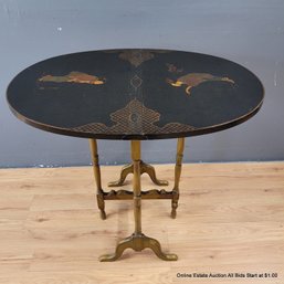 Chinoiserie Pivot Gate Leg Drop Leaf Side Table (LOCAL PICKUP ONLY)
