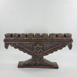 Large Hand-Carved Menorah Signed Miguel