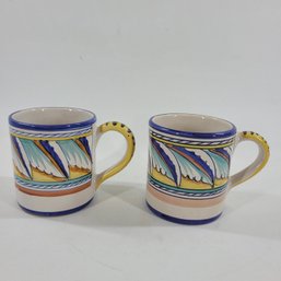 2 Vintage Starbucks Exclusive Sberna Deruta Italy Hand-painted Mugs