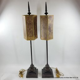 Pair Of Decorator Metal Table Lamps With Pull Chains (LOCAL PICKUP ONLY)