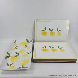 Sir La Table Lemon Platter &  8 Lemon Placemats (LOCAL PICKUP ONLY)