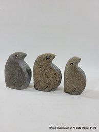 3 Carved Stone Bird Figurines