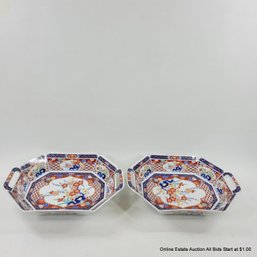 2 Contemporary Imari Porcelain Handled Trays