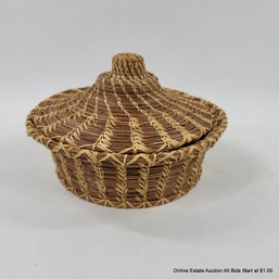 Pine Needle Basket With Plastic Base