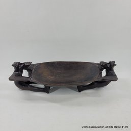 Carved Hardwood Hippopotamus Bowl