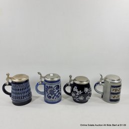 4 Vintage German Steins