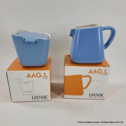 Dansk Graves Studio Stoneware Ang. L Indigo Sugar & Creamer