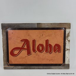 Aloha Tin Sign With Wood Frame