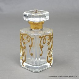 Vintage French Gold-Painted Perfume Bottle With Stopper