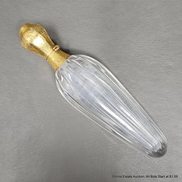 18K Gold-Mounted French Crystal Perfume Bottle With Glass Stopper