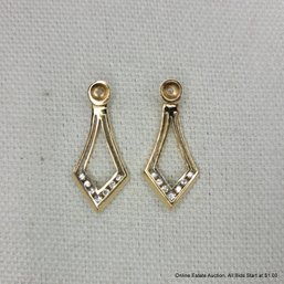 14K Yellow Gold & Diamond Earring Jackets 3.46 Grams