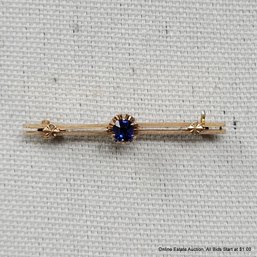 14K Rose Gold & Sapphire Bar Pin 3.93 Grams