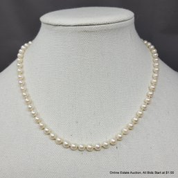 Pearl Necklace With 14k White Gold Clasp