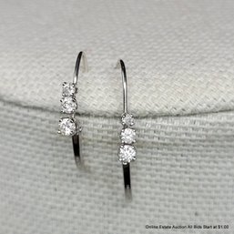 Pair Of 14k White Gold & Diamond Earrings Total Weight 1 Gram