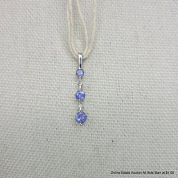 14K White Gold Diamond & Tanzanite Pendant Total Weight .89 Grams