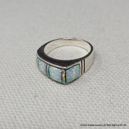 Sterling Silver & Opal Ring Size 7 Total Weight 4.32 Grams