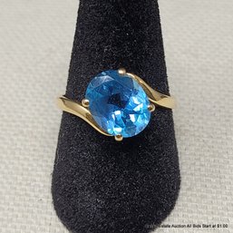 14k Yellow Gold London Blue Topaz Ring Size 6 Total Weight 2.92 Grams