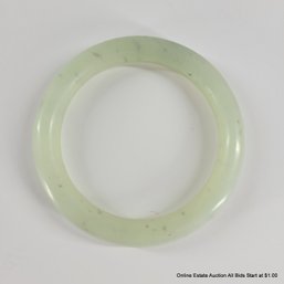Antique Chinese Nephrite Jade Translucent Bangle Bracelet With Dark Speck Inclusions