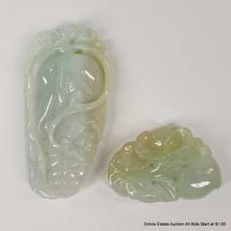 2 Old Chinese Jadeite Fruit Pendants