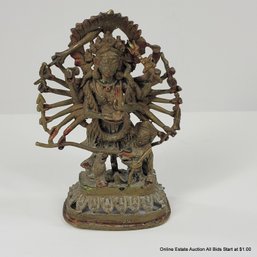 Nepalese Hindu Bronze Multi-Armed Durga 19th Century