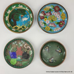 4 Chinese Qing Dynasty Cloisonne Dishes