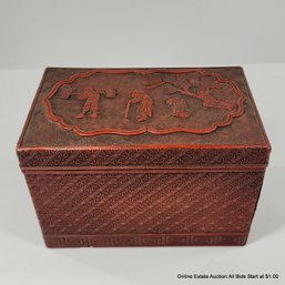 Chinese Carved Cinnabar Box Figures Under Pine Tree (AS FOUND) 18th/19th Century