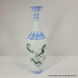 Contemporary Chinese Eggshell Vase With Shrimp Signed (LOCAL PICK UP ONLY)
