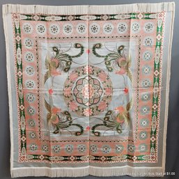 Vintage Chinese Silk Fringed Weaving With Phoenix Birds