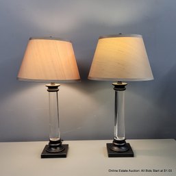 Pair Of Restoration Hardware Chelsea Column Table Lamp Bronze (LOCAL PICKUP OR UPS STORE SHIP ONLY)