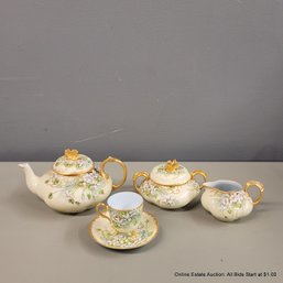 Vintage Hand-Painted French Tea Set 4 Piece Set