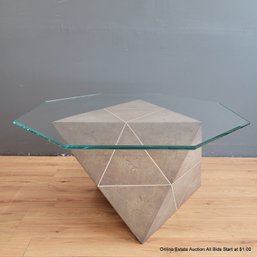 Modern Sharkskin & Glass Coffee Table (LOCAL PICKUP ONLY)