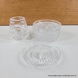 Waterford Crystal Toothpick/cigarette Holder & 5 Pressed Glass Coasters