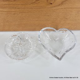 Brilliant Cut Glass Dish & Heart Shaped Glass Candy Dish