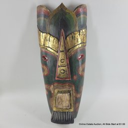 Vintage Hand Carved & Painted Wood Mask