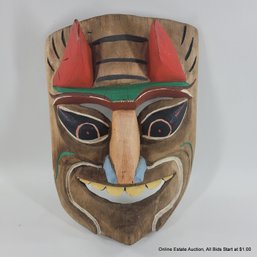 Vintage Carved And Painted Wood Mask