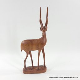 Vintage Mid-Century Carved Wood Antelope