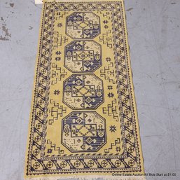 Hand Knotted Wool & Cotton Throw Rug: 5' 2' X 2' 8'