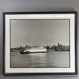 Vintage Silver Gelatin Photograph Of MV Kalakala & Seattle Skyline Circa 1955