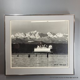 Vintage Josef Scaylea Silver Gelatin Photograph Of MV Illahee Seattle & Olympic Mountains