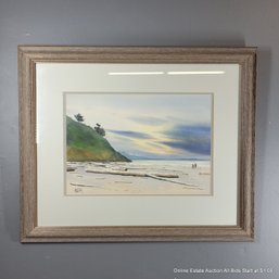 Charles Mulvey 1989 Watercolor On Paper Titled Beach At Iron Springs
