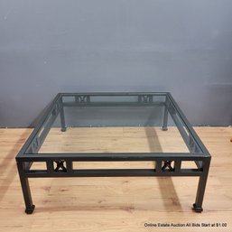 Glass & Steel Large Square Coffee Table (LOCAL PICKUP ONLY)