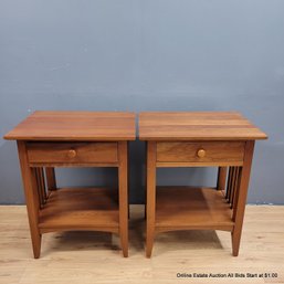 Pair Of Ethan Allen Cherry Nightstands/side Tables With Drawers (LOCAL PICKUP ONLY)