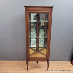 Vintage Wood & Glass Corner Curio Cabinet With Glass Shelves (LOCAL PICKUP ONLY)