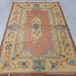 Vintage Flat Weave Wool & Cotton Carpet 5' 4' X 7' 9'