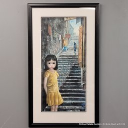 Vintage Margaret Keane Girl Of China Offset Lithograph (LOCAL PICKUP OR UPS STORE SHIP ONLY)