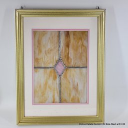 Vintage Stained & Leaded Glass In Frame