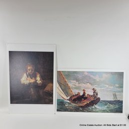 2 National Gallery Of Art Prints Rembrandt & Homer