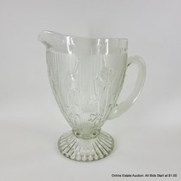 Vintage Pressed Glass Floral Pitcher